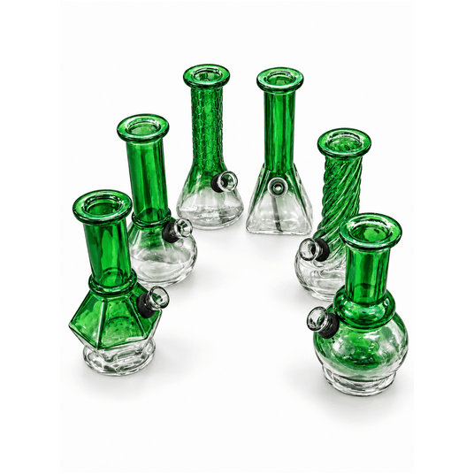Bongo Szklane 15cm- GREEN MIX WZORÓW -zdjęcie numer 1
