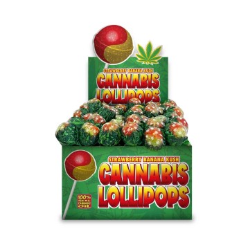Lizaki Cannabis Lollipops Strawberry Banana 70szt.