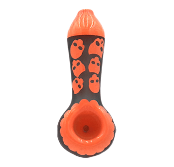 Lufka Szklana Skull Pattern 10cm - Orange